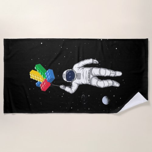 Astronaut Master Builder Building Blocks Beach Towel