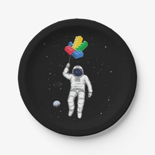 Astronaut Master Builder Building Blocks Paper Plates