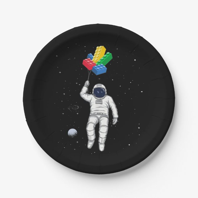 Astronaut Master Builder, Building Blocks Paper Plates (Front)