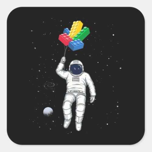 Astronaut Master Builder Building Blocks Square Sticker