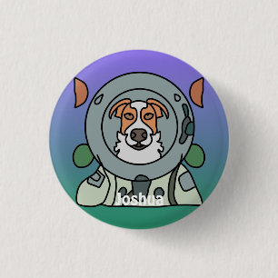 Astronaut minimalist dog in space Funny & Cute Button