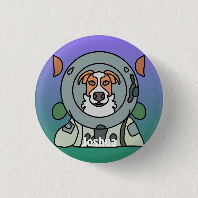 Astronaut minimalist dog in space | Funny & Cute Button (Front)