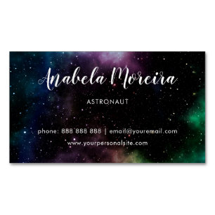 Astronaut Modern Creative Galaxy Themed Space Dark Business Card Magnet