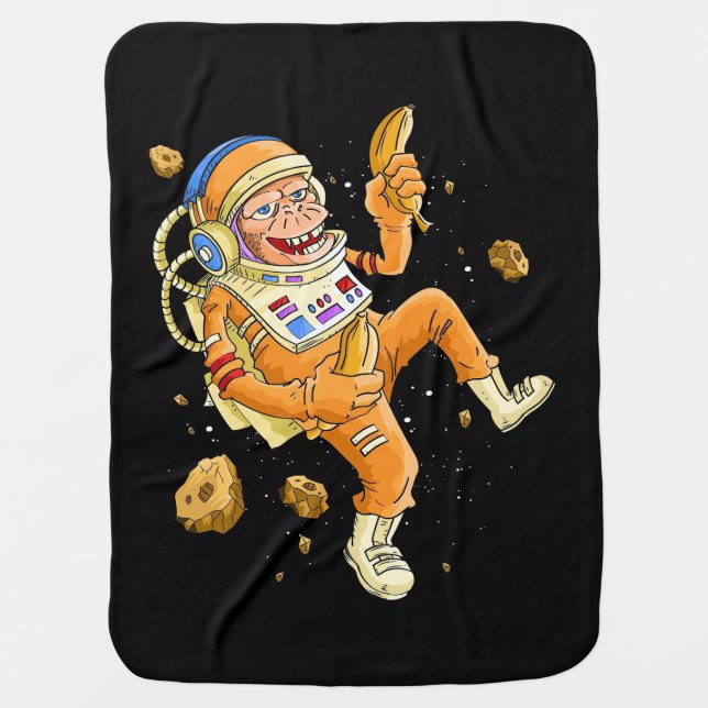 Astronaut Monkey Space Baby Blanket (Front)