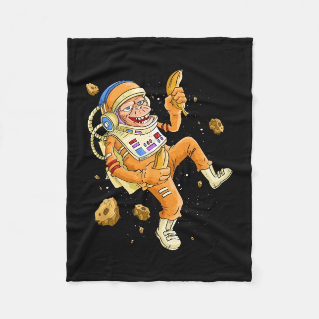 Astronaut Monkey Space Fleece Blanket (Front)