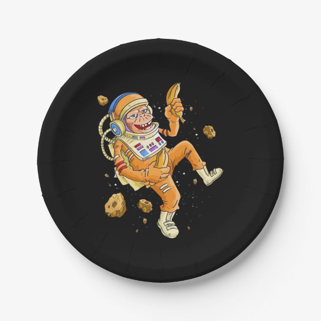 Astronaut Monkey Space Paper Plates (Front)