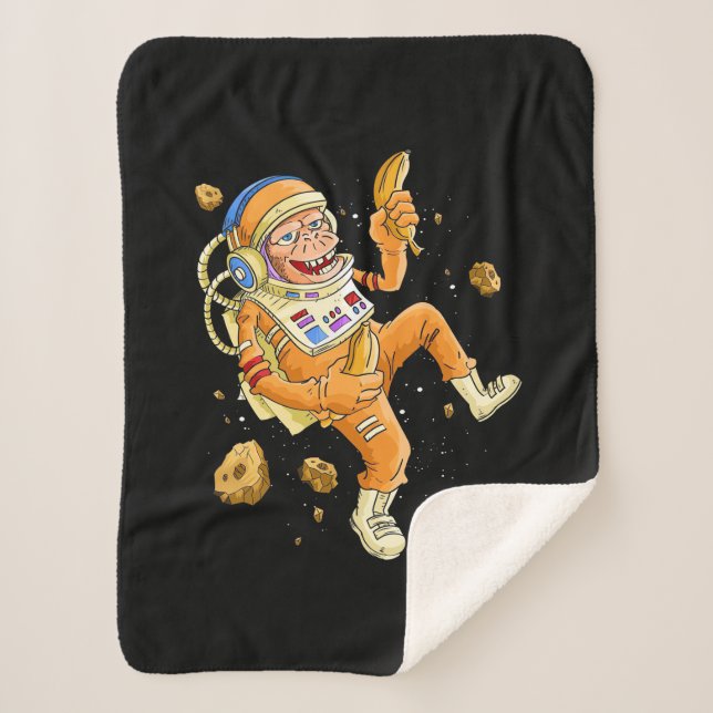 Astronaut Monkey Space Sherpa Blanket (Front)