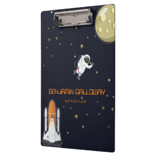 Astronaut Monogram Moon Rocket Kids Cosmic Trendy Clipboard