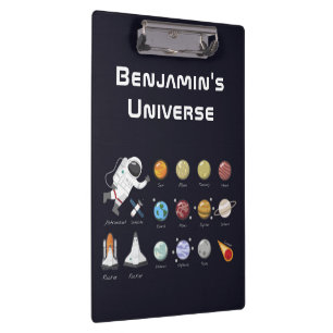 Astronaut Monogram Outer Space Kids Colorful Cool Clipboard