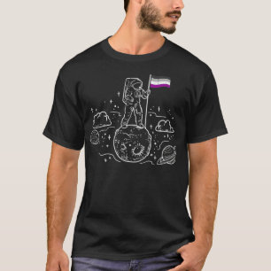 Astronaut Moon Asexual Flag Space LGBTQ Ace Pride T-Shirt