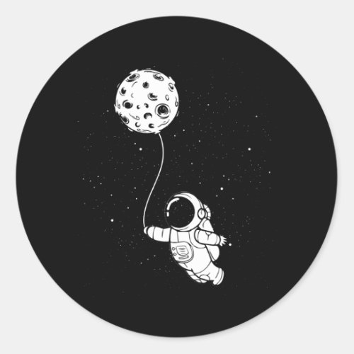 Astronaut Moon Balloon Classic Round Sticker
