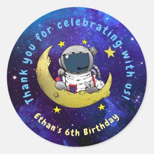 Astronaut  Moon Classic Round Sticker