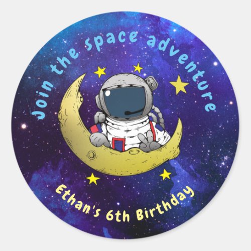 Astronaut  Moon Classic Round Sticker