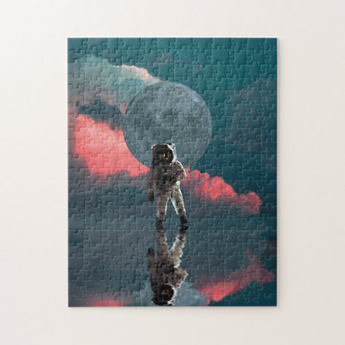 Astronaut Moon Galaxy Universe Planet Abstract Art Jigsaw Puzzle
