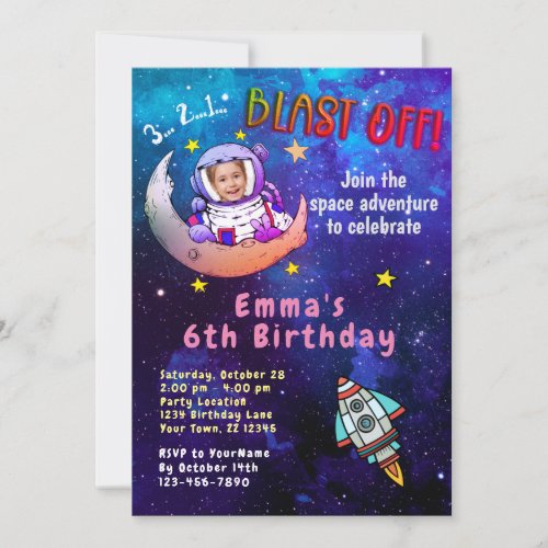 Astronaut  Moon girl Invitation