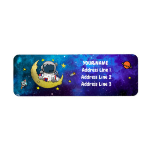 Astronaut & Moon Label