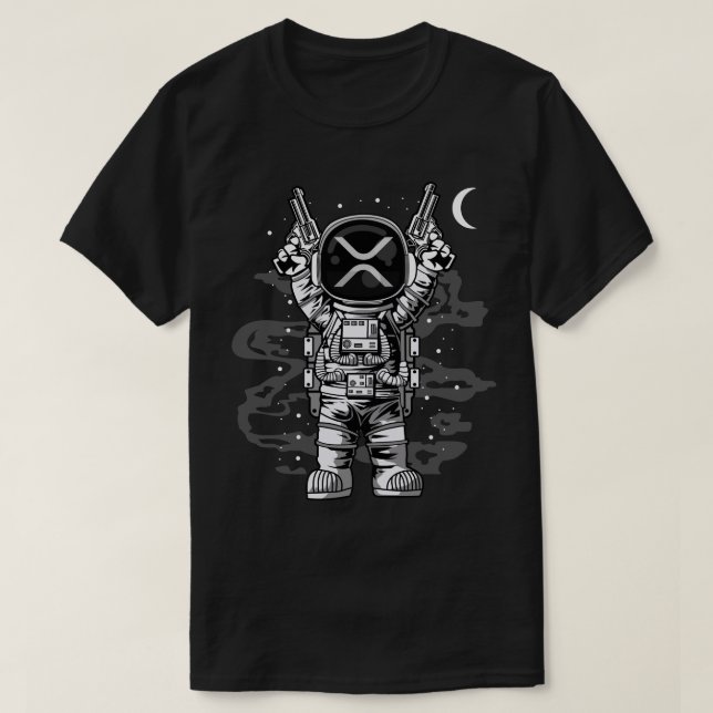 Astronaut Moon Ripple XRP Crypto Coin HODL T-Shirt (Design Front)