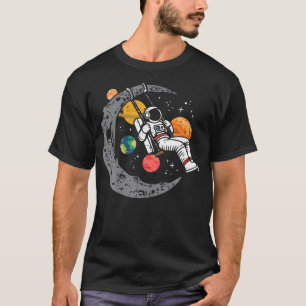 Astronaut Moon Swing Planets Space Galaxy Women Ki T-Shirt
