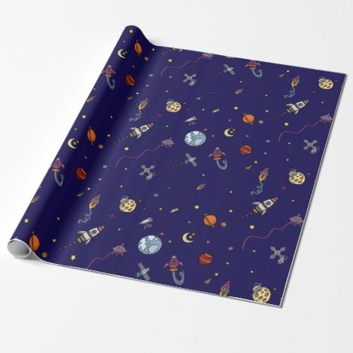 Astronaut  Moon Wrapping Paper