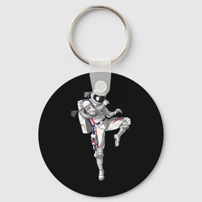 Astronaut Muay Thai Boxing Karate Kickboxing Marti Keychain (Front)