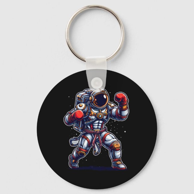 Astronaut Muay Thai Boxing Karate Kickboxing Marti Keychain (Front)