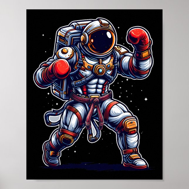 Astronaut Muay Thai Boxing Karate Kickboxing Marti Poster (Front)