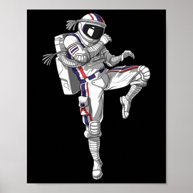 Astronaut Muay Thai Boxing Karate Kickboxing Marti Poster (Front)