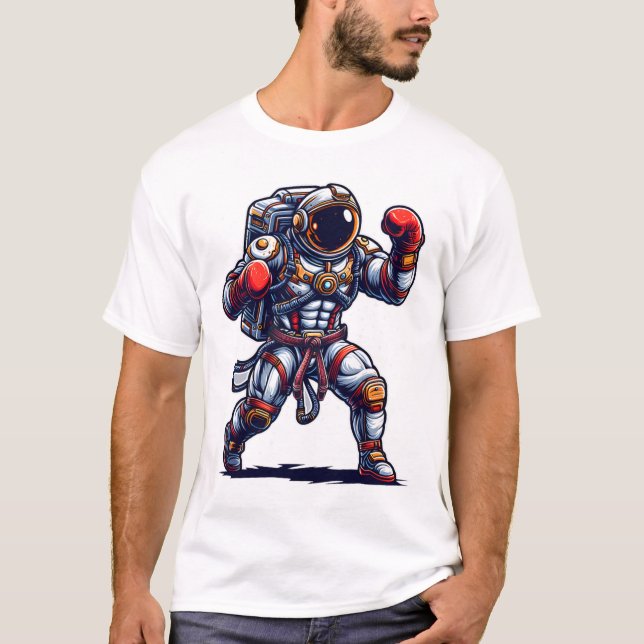 Astronaut Muay Thai Boxing Karate Kickboxing Marti T-Shirt (Front)