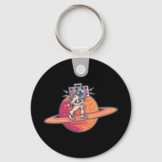 Astronaut Music Lover with Boombox Keychain (Front)