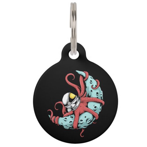 Astronaut Octopus  Kraken Squid Space Astronomy Pet ID Tag