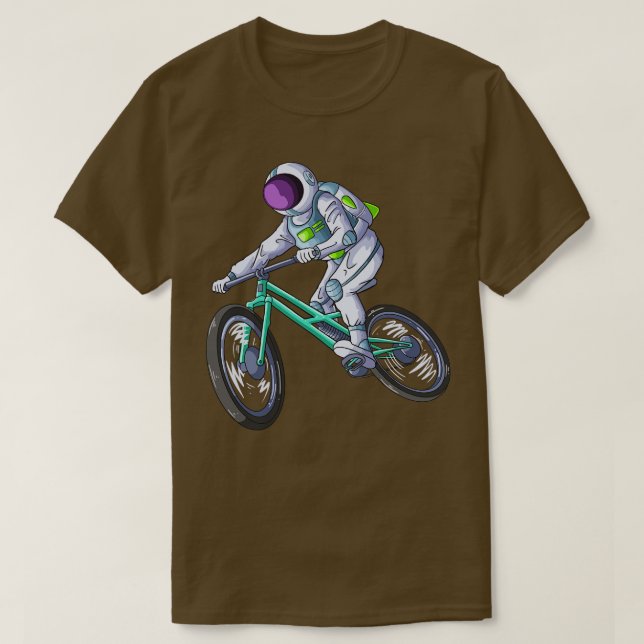 Astronaut on a bicycle to the moon T-Shirt (Design Front)