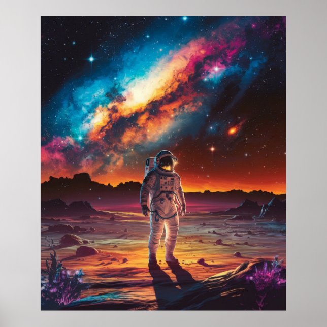 Astronaut on a planet in space poster (Front)