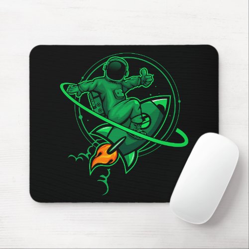 Astronaut On A Rocket Around Saturn Artwork  Mouse Pad