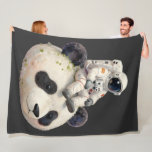 Astronaut on a Space Panda Surreal Weird and Fun Fleece Blanket