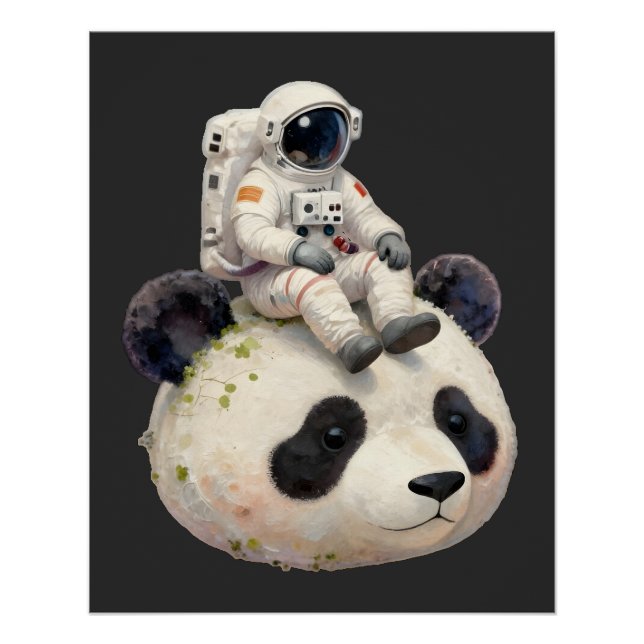 Astronaut on a Space Panda Surreal Weird and Fun Poster (Front)