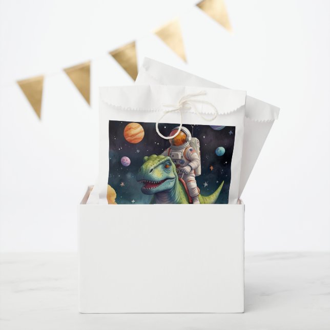 Astronaut on Dino in Space Favor Bag (Party)