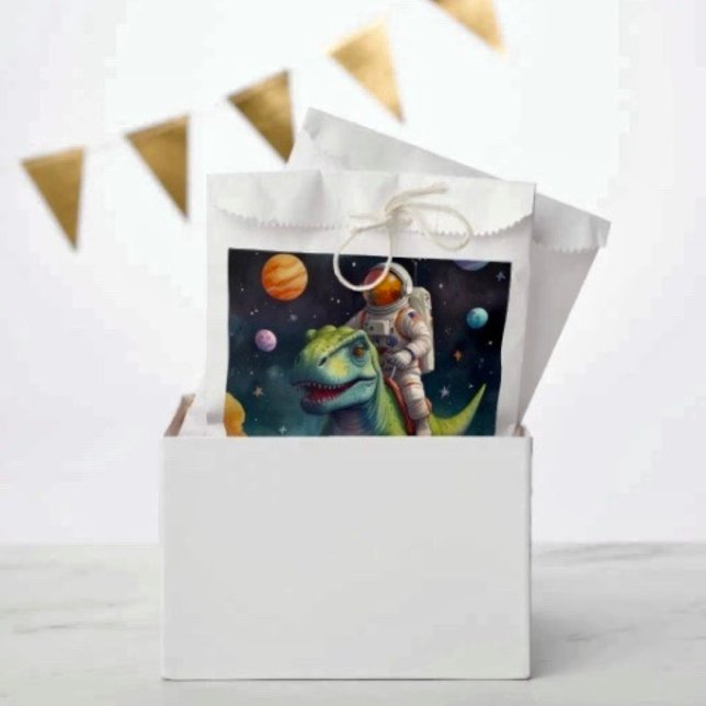 Astronaut on Dino in Space Favor Bag (Creator Uploaded)