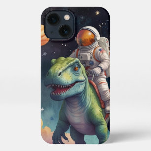 Astronaut on Dino in Space iPhone 13 Case