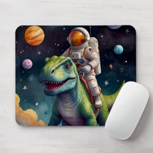 Astronaut on Dino in Space Mouse Pad (Creator Uploaded)