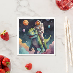 Astronaut on Dino in Space  Napkins