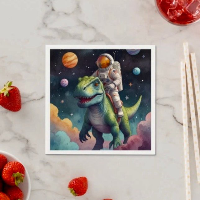 Astronaut on Dino in Space  Napkins (Creator Uploaded)