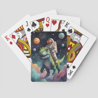 Astronaut on Dino in Space Poker Cards