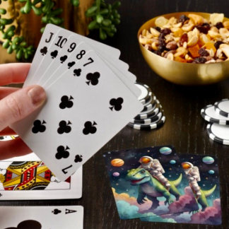 Astronaut on Dino in Space Poker Cards