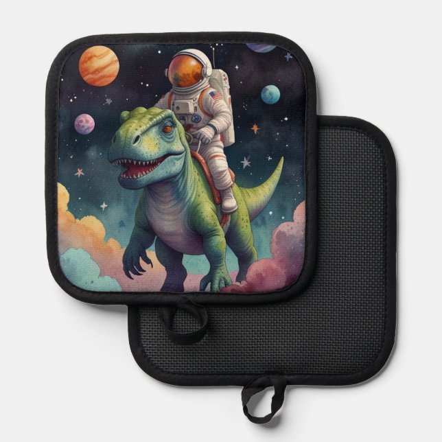 Astronaut on Dino in Space Pot Holder (Front/Back)