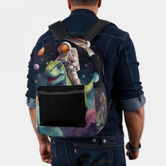 Astronaut on Dino in Space  Printed Backpack (Insitu (Model))