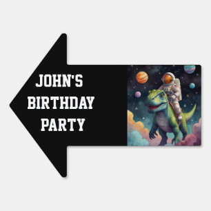 Astronaut on Dino in Space Sign