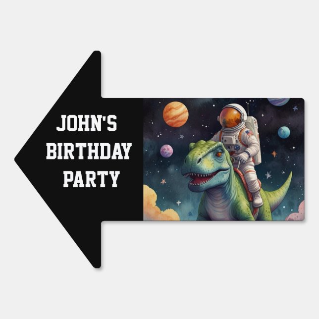 Astronaut on Dino in Space Sign (Front)