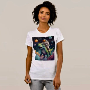 Astronaut on Dino in Space T-Shirt