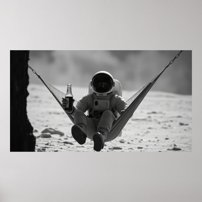 Astronaut on hammock on moon  poster (Front)