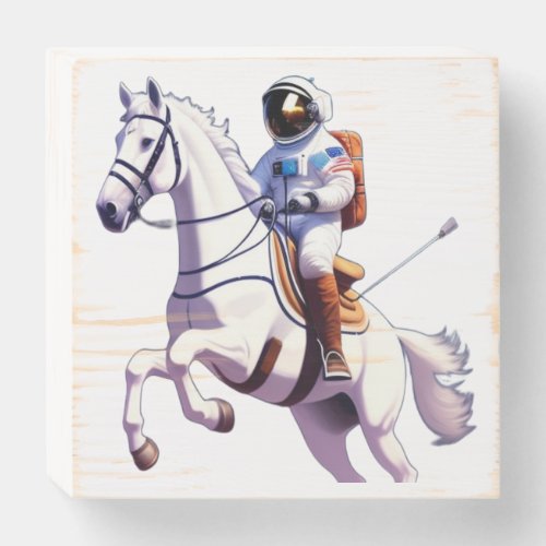 Astronaut on Horseback Wooden Box Sign